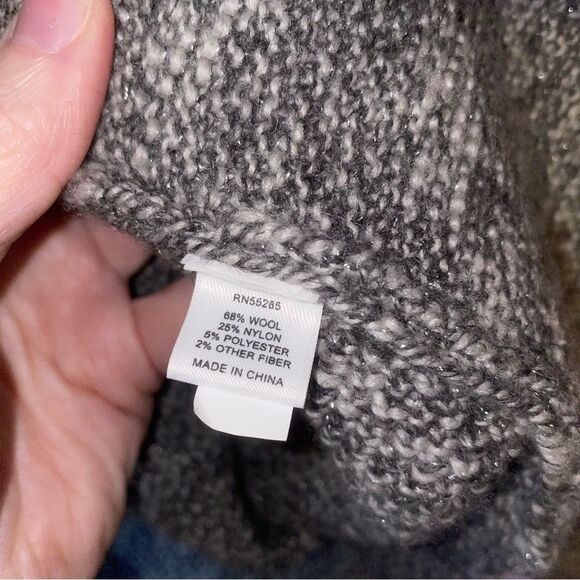Express S Wool Blend Gray Sweater Cardigan Metallic Open Front - Picture 5 of 9
